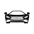 Machine sign. Supercar icon in black and white graphics. Flat characters. Parker symbol. Isolated simple view front logo illustrat Royalty Free Stock Photo